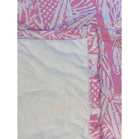 Handmade Polynesian Tahitian Hawaiian Baby Crib Quilt 50 x 42 Pink and White - Picture 2 of 3